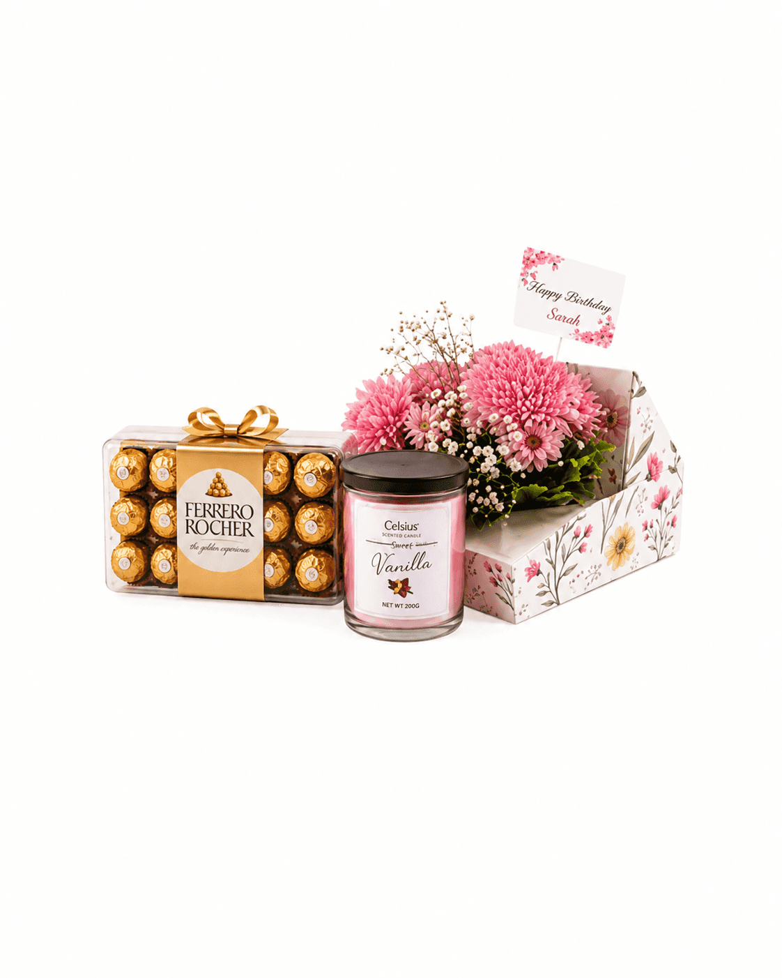 Luxury Ferrero, Candle & Flower Gift Box