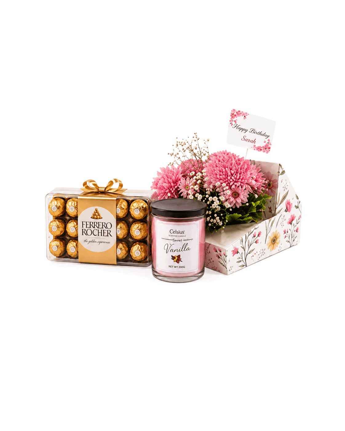Luxury Ferrero, Candle & Flower Gift Box
