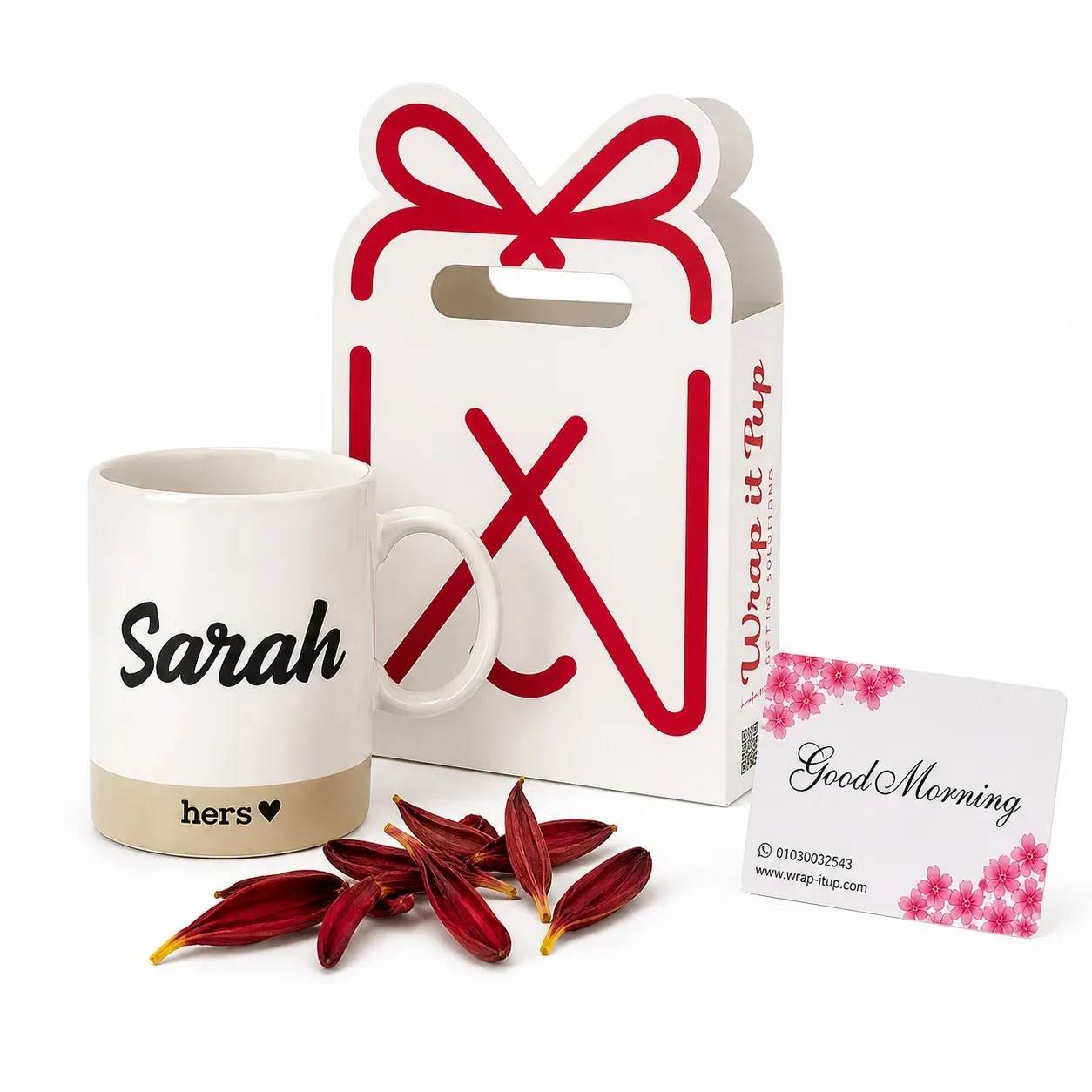 Mug customize + Gift Bag + Dried Flowers + Greeting